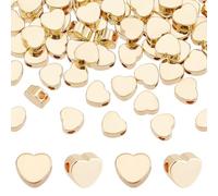 PH PandaHall 14K Gold Heart Beads 80pcs Heart Spacer Beads Gold Plated Love Heart Charm Small Hole Spacer Beads for Wedding Mother's Day Bracelet Necklace Christmas Jewellery Making 5x5 mm