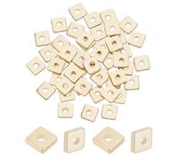 PH PandaHall 14K Gold Plated Beads, 50pcs 4mm Flat Square Spacer Beads Metal Loose Bead Square Bead Spacers for Stackable Bracelet Necklace Earring Jewellery Making Findings