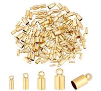PH PandaHall 14K Gold Plated Cord Ends Caps 160pcs Thread Ends Caps Tube Crimp Beads End Caps Rope Ends Tips Calotte End Caps Craft for Bracelet Necklaces Jewellery Making 6/7/8/9mm