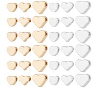 PH PandaHall 14K Gold Plated Heart Beads 6 Styles Love Spacer Beads 60pcs Valentine Spacers Bead Metal Loose Bead for Necklace Bracelet Earring Wedding Jewellery Making Mom Women