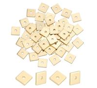 PH PandaHall 14K Gold Plated Square Beads, 6mm 50pcs Flat Square Beads Metal Loose Bead Long-Lasting Bead for Stackable Bracelet Necklace Earring Jewellery Making Findings
