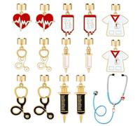 PH PandaHall 14pcs 7 Colour Mixed Gold Stethoscope Charms Alloy Enamel Pendant for Medical Work Animal Care Nurse Day Gift Personalized Stethoscope Accessories Doctor Nurse Use