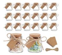 PH PandaHall 14pcs Small Glass Jars with Cork Stoppers, 50ml Mini Glass Bottles Wishing Bottle Clear Empty Bottles with 28pcs Tag Label and Twine for Wedding Favors Message Party Decorations Birthday