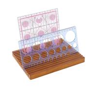 PH PandaHall 15 Slots Wooden Quilting Ruler Holder Ruler Display Stand Brown Rulers Holder Rack Sewing Rulers Organizer Stand for Sewing Quilting Supplies Home Office Template Storage 20.5x16.5cm