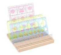 PH PandaHall 15 Slots Wooden Quilting Ruler Holder, Ruler Display Stand | Rulers Rack, 4mm Grids Template Organizer, Sewing Rulers Storage Rack for Home Desk, Sewing Supplies Accessories, 20.5x16.5cm