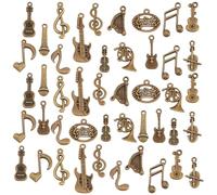 PH PandaHall 15 Styles 90pcs Music Charms Tibetan Musical Instrument Pendents Antique Bronze Music Note Charms Violin Guitar Elements Pendant for Necklace Bracelet Earrings Jewelry Making and Crafting