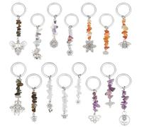 PH PandaHall 15 Styles Natural Gemstone Keychain Bees Butterflies Keyring Flower Charm Key Chains Spring Bag Charms Crystal Key Ring with Insects Pendant for Women Handbag Purse Backpack Car Keys