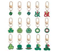 PH PandaHall 15 Styles St. Patrick's Day Keychain 24pcs Four-Leaf Clover Key Chains Shamrock Hat Keyring Lucky Keychains Green Plant Bag Charms for Car Keys Handbag Purse Backpack Decor Party Gift