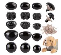 PH PandaHall 150 Sets Black Safety Eyes and Noses, 15 Styles Plastic Crochet Eyes and Noses with Washers Teddy Bear Eyes for DIY Puppets Stuffed Animals Craft Making