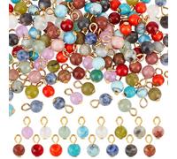 PH PandaHall 150pcs 15 Styles Round Gemstone Pendants 6mm Natural Stone Charm Stone Pendants Round Gemstone Charms Crystal Charm for Necklace Bracelet Earring Jewellery Making DIY Crafts