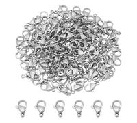PH PandaHall 150pcs 304 Stainless Steel Jewelry Clasps 12x7.5mm Lobster Claw Clasps Metal Trigger Clasp Fastener Hooks Connector for Necklace Bracelet Keychains DIY Gift Decoration Party Christmas