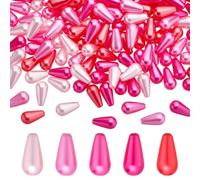 PH PandaHall 150pcs 5 Colours Pink Series Teardrop Beads, 15x8mm ABS Satin Pearls Rose Raspberry Pink Imination Pearl Bead for Bracelet Necklaces Jewellery Making DIY Crafts Valentine's Day