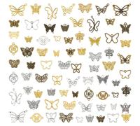 PH PandaHall 150pcs Butterfly Charms for Jewellery Making 3 Colors Metal Butterflies Pendants Charms Antique Silver Gold Hollow Butterfly Pendants for DIY Crafts Bracelet Necklace Earring Keychain