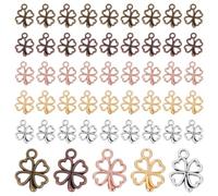 PH PandaHall 150pcs Clover Charms, 5 Colors St. Patrick's Day Charms Four Leaf Charm Lucky Clover Pendants Hollow Shamrock Pendant for Necklace Bracelet Craft Jewellery Making