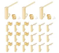 PH PandaHall 150pcs Earring Making Kit, 50pcs(25 Pairs) Rectangle 304 Stainless Steel Earring Pin Post with Loop 50pcs Golden Earring Backs 50pcs Clear Earring Backs for DIY Earring Making