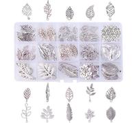 PH PandaHall 150pcs Metal Tree Leaf Charms Pendants, 15 Styles Tibetan Leaves Branch Beads Leaf Spacer Beads for DIY Craft Bracelet Necklace Keychain Jewellery Making, Hole: 1~2.5mm