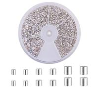 PH PandaHall 1530pcs Crimp Beads, 3 Sizes Brass Tube Crimp End Spacer Beads Cord End Caps Silver Loose Stopper Beads for DIY Jewellery Bracelet Necklace Earring Craft Making, 1.5mm 2mm 2.5mm