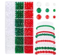 PH PandaHall 1590pcs Acrylic Faceted Beads for Christmas, 4mm 6mm 8mm Rondelle Crystal Beads Red Green Clear Crystal Bead Loose Bead for Bracelet Necklace Earring Jewellery Making and DIY Craft