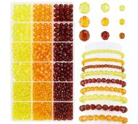 PH PandaHall 1590pcs Crystal Beads for Thanksgiving, 4mm 6mm 8mm Acrylic Faceted Rondelle Beads 3 Color Yellow Orange Spacer Bead for Fall Bracelet Necklace Earring Jewellery Making DIY Craft