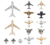 PH PandaHall 15pcs 15 Styles Airplane Brooch Pin, Propeller Aircraft Pin, Metal Aviator Lapel Pins Pilot Wings Pins Flight Themed Brooch for Gifts Backpack Hat Graduation Travel, 13~41.5mm