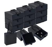 PH PandaHall 15PCS Cardboard Drawer Jewellery Boxes 9.3x9.3x3.9cm Square Drawer Type Gift Box Black Velvet Lined Gift Case with Sponge Inside and Lids for Valentine's Day Earring Necklace Bracelets