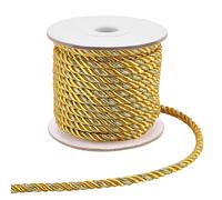 PH PandaHall 16.4 Yards 3-Ply Gold Twisted Cord 5mm Metallic Braided Rope Decorative Trim Honor Cord Shiny Silk Thread Handfasting Cords for Home Decor Wedding Graduation Bag Drawstrings