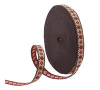 PH PandaHall 16.6 Yards/15.2m Embroidered Ribbon, 1.1cm Rhombus Ethnic Jacquard Polyester Ribbon Vintage Ribbon Fabric Trim Retro Straps for Sewing Crafting Home Decor DIY Clothing Accessories