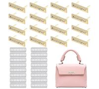 PH PandaHall 16 Sets Handcrafted Label Tags 10x49x4mm Art Word Tag Golden Metal Labels Rectangle Signs Handcrafted Tags with Shim for Purse Bag Backpack Hat Shoes DIY Craft Memorial Art Sewing Items