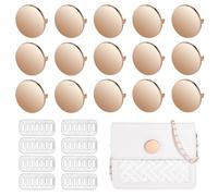 PH PandaHall 16 Sets Label Tags 3cm Blank Bag Labels Flat Round Stamping Tags Metal Blank Name Markers Golden Logo Labels with Shims Purse Tags Label for Clothes Bag Making Sewing Crafts