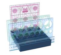 PH PandaHall 16 Slots Quilting Ruler Holder Organizer, Pinewood Ruler Storage Rack 15cm Square Sewing Template Organizer for Sewing Supplies Accessories Home Office Workshop Table, Blue