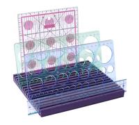 PH PandaHall 16 Slots Quilting Ruler Storage Rack, Pinewood Ruler Holder Organizer Sewing Template Organizer for Sewing Supplies Accessories Home Office Workshop Table, Purple, 20x16.5cm