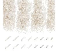 PH PandaHall 1600pcs 4 Sizes Bugle Beads, 5/6/9/12x2mm Long Tube Beads Metallic Glass Loose Spacer Bead with 0.5mm Hole Craft Bead for DIY Bracelet Necklace Jewellery Making Beading Sewing, Silver
