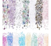 PH PandaHall 1600pcs 8 Colors Glass Seed Beads, 3mm Small Round Beads with 350-560pcs Natural Gemstone Chip Beads 7 Styles Irregular Gemstones for Jewelry Crafts Making