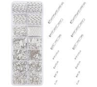 PH PandaHall 1606pcs 7 Sizes Glass Twisted Bugle Beads Metallic Long Tube Bead Loose Bugle Spacer Beads for Earrings Bracelet Necklace Craft Jewellery, Silver 5/6/9/12/20/25/30mm