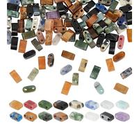 PH PandaHall 160pcs 16 Styles Half Tilas Beads Natural Gemstone Beads 2-Hole Flat Seed Bead Rectangle Loose Bead Multi-Strand Linking Connectors for Bracelet Necklace Earring Jewellery Making, 5x2.5mm