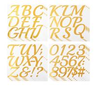PH PandaHall 160pieces 4 Styles Glitter Letter Stickers, 3 inch Self-Adhesive Bulletin Board Letters Alphabet Number Cutouts for Wall Display Poster Classroom DIY Craft Decorations, Gold