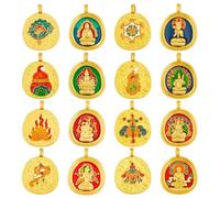 PH PandaHall 16pcs Buddha Statue Charms Twelve Zodiac Guardians Charms, 8 Styles Gold Enamel Lucky Pendant for Necklace Bracelet Earring Jewelry Making Keychain DIY Crafts