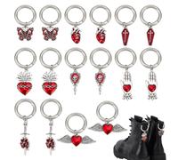 PH PandaHall 16pcs Gothic Punk Shoe Charms, 8 Styles Red Boots Pendants Shoelace Charms with Spring Gate Rings for Sneaker Boots Bag Purse DIY Crafts Making Halloween Decoration