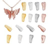 PH PandaHall 16pcs Pinch Bails 925 Sterling Silver Pendant Clasp, Connectors Bails 4 Colors Snap Bail Gold Pinch Pendant Charms Chain Connectors for Necklace Dangle Charm DIY Craft Making 7x3.5x3.5 mm