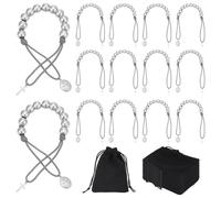 PH PandaHall 16pcs Rosary Beads Gift, Easter Cross Bracelet with 16pcs Jewellery Bag Platinum Prayer Bead Bracelet Baptism Gifts for Men Women Party Favor Gifts Jewellery