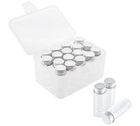 PH PandaHall 17 14ml Vials Tiny Glass Bottles Clear Empty Jars with Aluminum Top Screw Lids Small Mini Message Sample Bottle for Christmas Crafts Wedding Favors Decor Liquid Hold Jewellery Storage