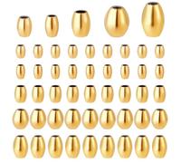 PH PandaHall 170Pcs Stainless Steel Spacer Beads 5 Size Golden Metal Beads European Beads Oval Loose Charm Beads Metal Beads for Necklaces Bracelets Keychains DIY Jewellery Making with 1.4~2mm Hole