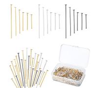 PH PandaHall 1740pcs 6 Size Flat Head Pins, 3 Color Headpins Bendable Earring Pins Jewellery Beading Pin for DIY Craft Beading Earring Pendant Bracelet Necklace Jewelry Making, 40/35/28/22/20/16mm