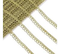 PH PandaHall 18.3m Gold Lace Trim Wedding Dress Gold Trim 11mm Polyester Lace Ribbon with Picot Edge for DIY Sewing Projects Craft Making Clothing Curtain Home Decor Gift Wrapping