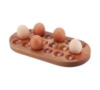 PH PandaHall 18 Holes Wooden Egg Holder Stackable Eggs Storage Trays Eggs Container Rack Countertop for Eggs Decor Organizer Rustic Kitchen Decoration, 30x15cm