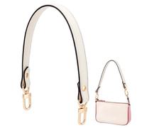 PH PandaHall 18 inch White Genuine Leather Purse Strap Short Bag Strap, Leather Bag Handle Replacement Handbag Straps with Clasps for Handbag Tote Underarm Bag Shoulder Bag Making
