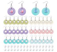 PH PandaHall 18 Pairs Shell Stainless Steel Earrings Bezel Trays, Natural Shell Flat Round Base Settings with Round Glass Cabochon Shells Dangle Earring Settings for DIY Earring Making