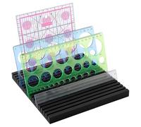 PH PandaHall 18-slot Wooden Quilting Ruler Rack, 20x21cm Black Sewing Ruler Holder Slotted Template Organizer for Quilting Rulers Craft Room Workshop Home Sewing Accessories and Supplies