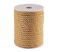 PH PandaHall 18 Yards Decorative Twisted Cord, Twisted Cord Macrame Cord 5mm Gold Piping Cords Curtain String Satin Golden Rope for Curtain Tieback Gift Bags Rope Handles Handbags Handles Craft Making