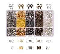 PH PandaHall 1800 Pcs Jewelry Finding Kits, 5 Colors Cord Ends Lobster Claw Clasps 5mm Jump Rings for Earring Bracelet Necklace Pendants Jewelry DIY Craft Making, 24 Styles/Set